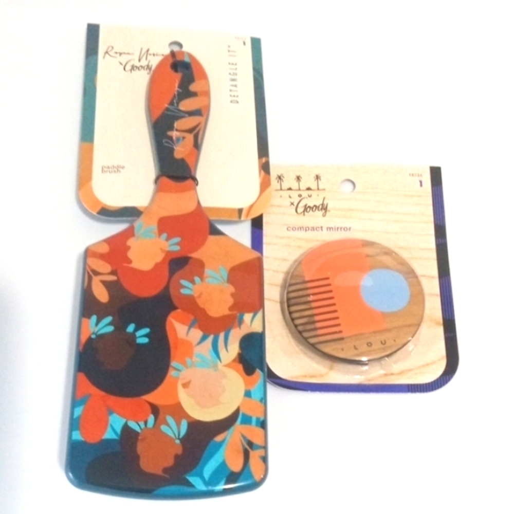 GOODY COLAB REYNA NORIEGA HAIR BRUSH AND LUISA LOU COMPACT MIRROR SET NWT